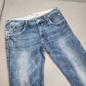 Mufti Jeans Blue Distressed Stretch Straight Leg Mens 34